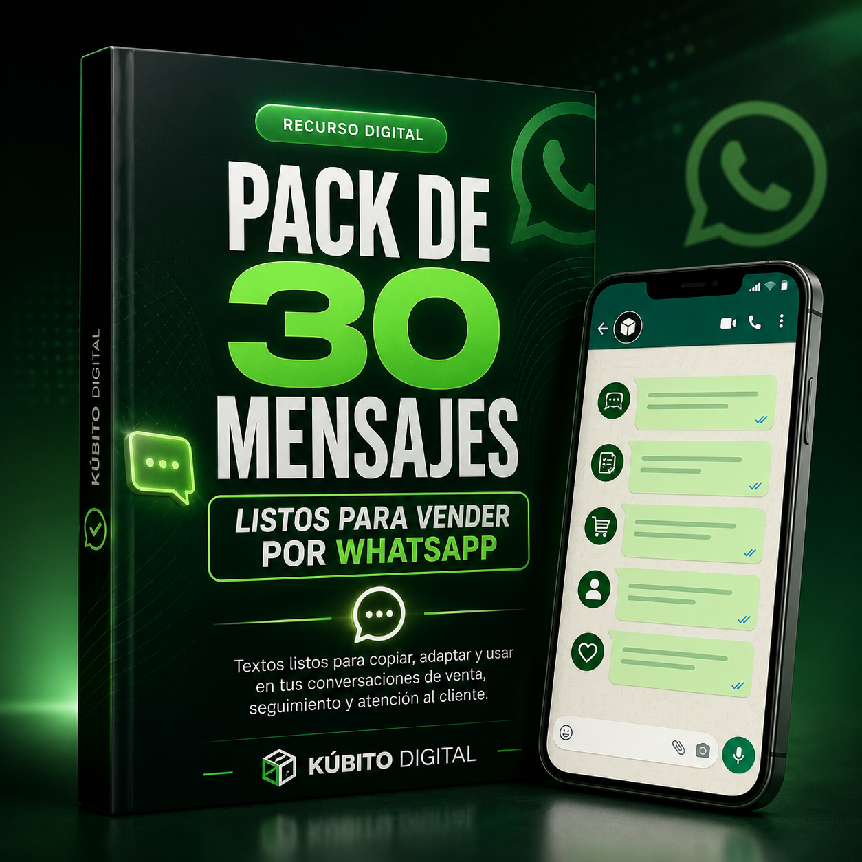 Pack de mensajes para WhatsApp de Kubito Digital